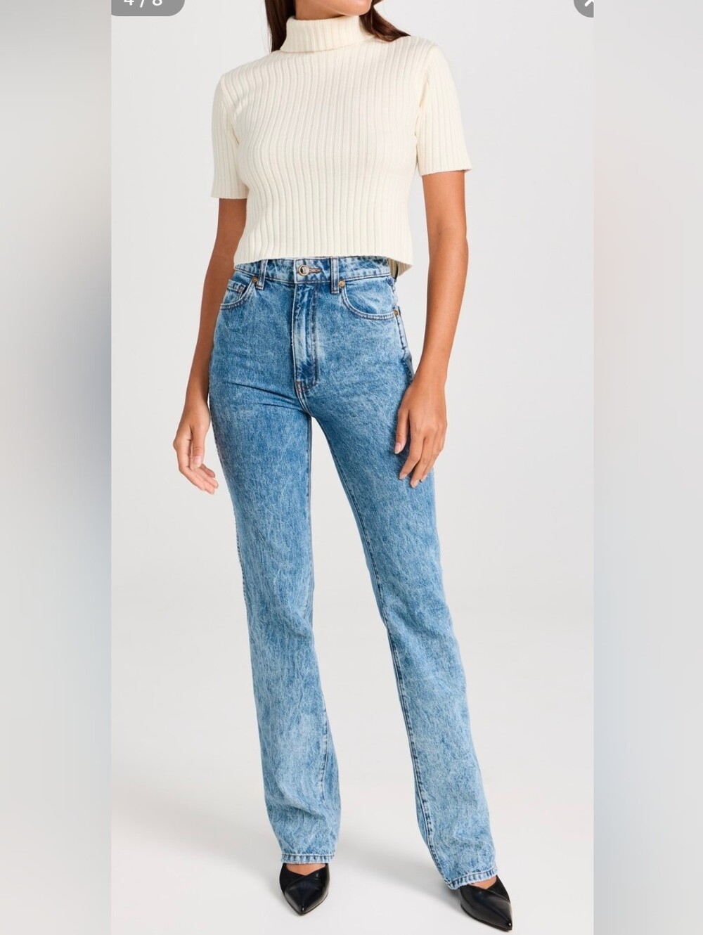 KHAITE The Danielle Acid Wash Jeans High Waist Cotton Denim $635, Sz 27